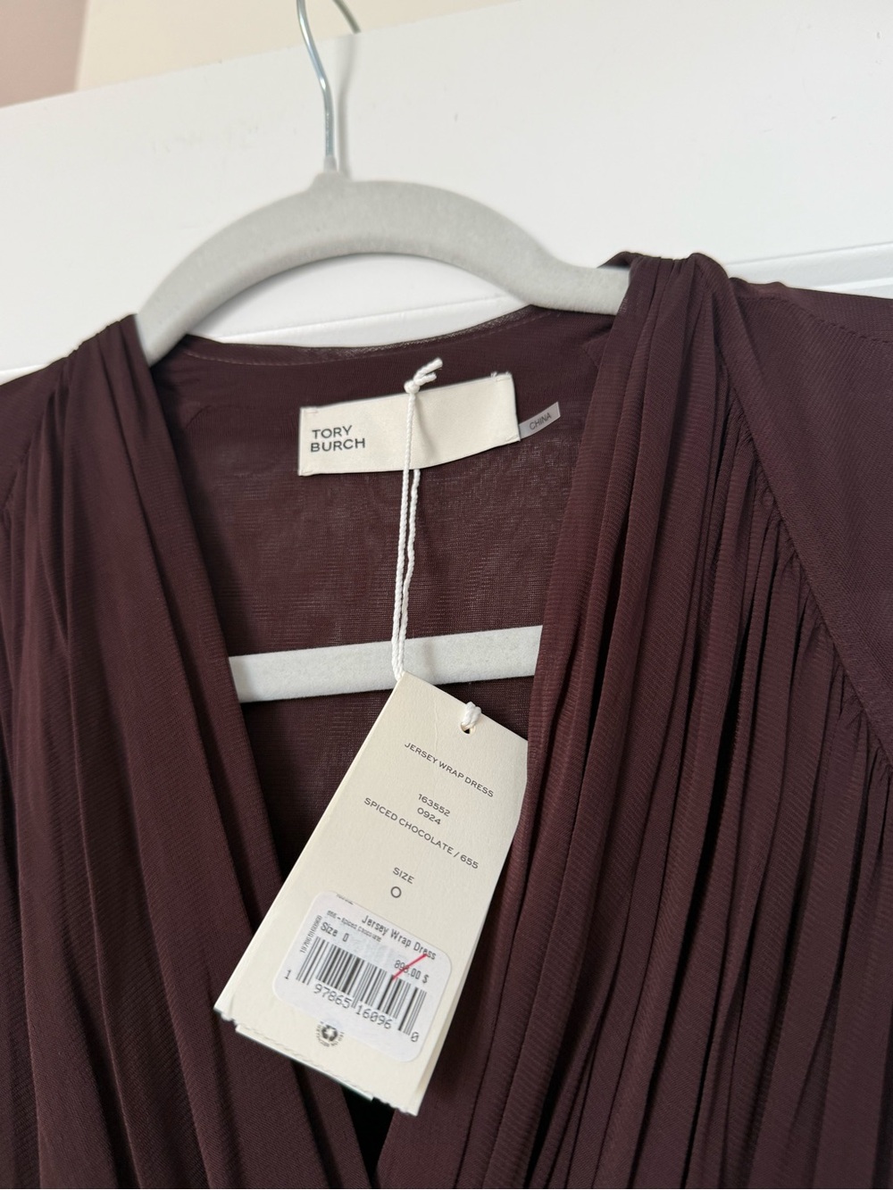 NWT Tory Burch Wrap-effect gathered jersey midi dress 0 $898 - Picture 9 of 12